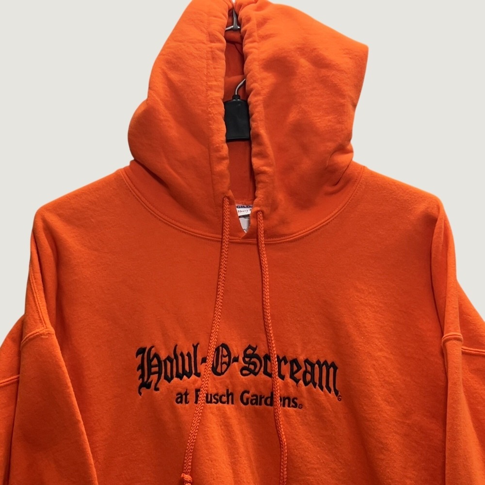 Hawl O Scream Busch Gardens Hoodie Orange XL Gildan Halloween Stitched